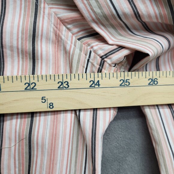 Claiborne Men's XL White/Pink Striped Cotton‎ Button Up Long Sleeve Men - Picture 4 of 5